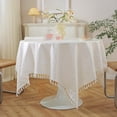 thumbnail image 2 of SDNall Nappes pour Tables Rectangulaires, Petite Table Ronde, Linge de Table en Dentelle Florale Fraîche Française - Nappe Rectangulaire Imperméable pour Réglages de Table Ronds Élégants, Nappe Ronde, 2 of 6