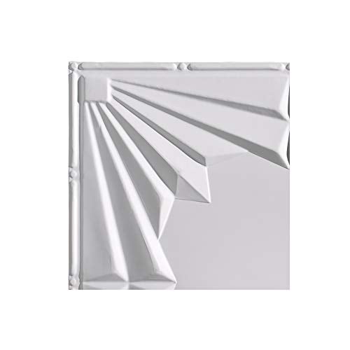 Fasade Easy Installation Art Deco Matte White Glue Up Ceiling Tile/ Ceiling Panel (12" X 12" Sample)