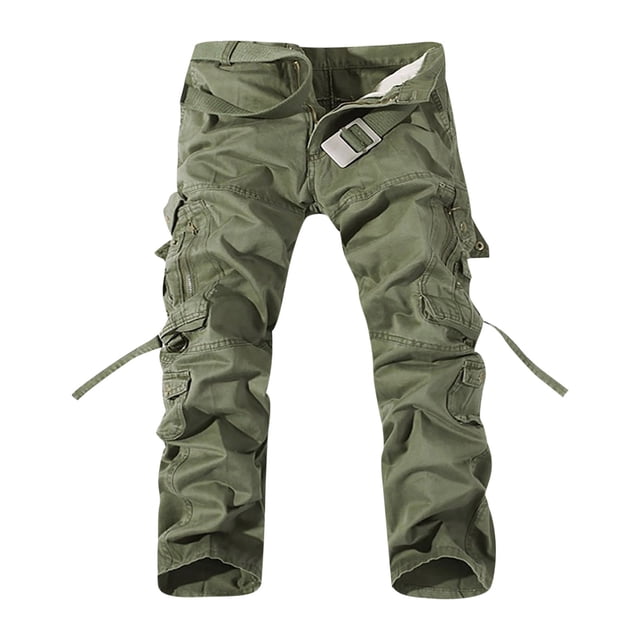 CEHVOM Men's Loose Multi-Pocket Washed Overalls Outdoor Casual Pants Trousers