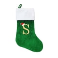 thumbnail image 2 of XZNGL Christmas Stocking Holiday Gift Bags, Green Velvet Embroidered Letter Hanging Christmas Decorations with 3D Legs Design for Family Candy Gifts and Tree Display, 2 of 2