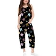 thumbnail image 1 of Girls Overall Star Print Jumpsuits Rompers for Girls Casual V Neck Suspender Rompers with Pockets Cute Clothes 7-8 Y, 1 of 6