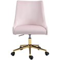 thumbnail image 3 of Meridian Furniture Karina Chaise de Bureau Pivotante Réglable en Velours Rose et Or, 3 of 12
