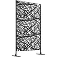 thumbnail image 1 of Metal Privacy Screen – Weather & Rust Resistant 70"x48" – Freestanding Galvanized Steel Decorative Panel – Laser Cut – Patio, Balcony, Garden & Backyard – Black, 1 of 6