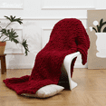 thumbnail image 4 of Comtest Couverture Jetée en Tricot Épais en Chenille, Rouge Vin, 60"x80 Pouces (Format Double), 4 of 6