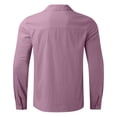 thumbnail image 5 of EGNMCR Chemises à Manches Longues pour Hommes Automne Mode Décontractée Couleur Unie Bouton Col Rabattu Hauts Blouse Confortable Coton Chemises de Travail de Bureau, 5 of 5