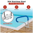 thumbnail image 4 of Heavy Duty Stainless Steel Pool Handrail, 39"x32" Safety Stair Rail with Non-Slip Blue Grip, 375LBS Load Limit, Quick Mount Base, Slanted Column, 4 of 7