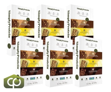 SimplyProtein Plant-Based Protein Bars Variety Pack - 15 Bars x 40g (6/Case)