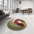 thumbnail image 4 of Ahgly Company Tapis d'Intérieur Ronds de Style Transitionnel Lavables à la Machine, Brun Gingembre Vert, 5 Pieds Rond, 4 of 7