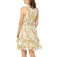 thumbnail image 3 of INSPIRE CHIC Robes en Mousseline pour Femmes CHIC à Smocks Robe Mini Trapèze Sans Manches à Fleurs TG Blanc, 3 of 8