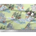 thumbnail image 3 of Soimoi Yellow Crepe Silk Fabric Animals & Pine Tree Fabric Prints By Yard 42 Inch Wide, 3 of 5