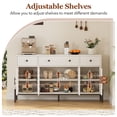thumbnail image 2 of Buffet Bahut avec Rangement, Armoire de Bar à Café Style Ferme Moderne avec 4 Portes Ovales et Tablette Ajustable, Console d'Appoint à 3 Tiroirs pour Salon, Cuisine, Blanc, 2 of 8