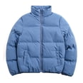thumbnail image 1 of IROINID Women's Puffer Jacket Long Sleeve Solid Color Stand Collar Outwear, Loose Paras Windproof Padded Clothes Jacket, 1 of 5