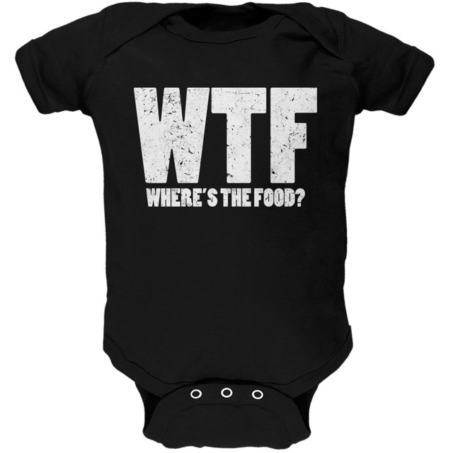WTF (Où Est la Nourriture?) Noir Doux Bébé une Pièce