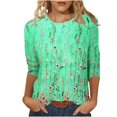 thumbnail image 1 of IROINNID en Solde T-shirt à Manches Longues en Polyester pour Femmes T-shirt Imprimé Confortable Blouse Mi-Longue Col Rond, Vert, 1 of 4