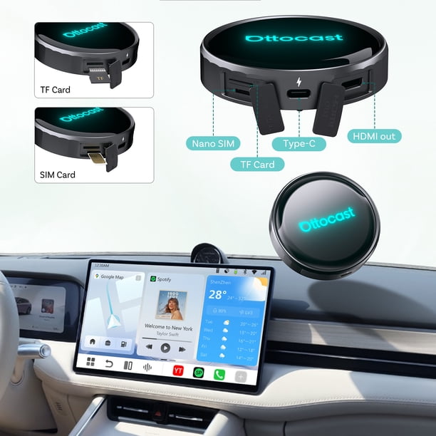 Ottocast P3 Pro with Air Mouse and HDMI Cable CarPlay Android AI