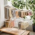 thumbnail image 1 of 2-Level Foldable Clothes Drying Rack with Height-Adjustable Wings, Free-Standing Laundry Rack Clothes Dryer, 33 Drying Rails, and Sock Clips, 1 of 6