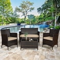 thumbnail image 2 of Gymax 8PCS Patio Rattan Conversation Furniture Set Outdoor w/ Brown & Grey Cushion, 2 of 9