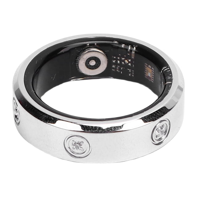 Sports Tracker Ring, Inlaid Rhinestone Stainless Steel IP68 Water Proof Comfortable Wear Smart Finger Ring for Daily Life Work Size 6 16.85mm / 0.66in,Size 7 17.5mm / 0.69in,Size
