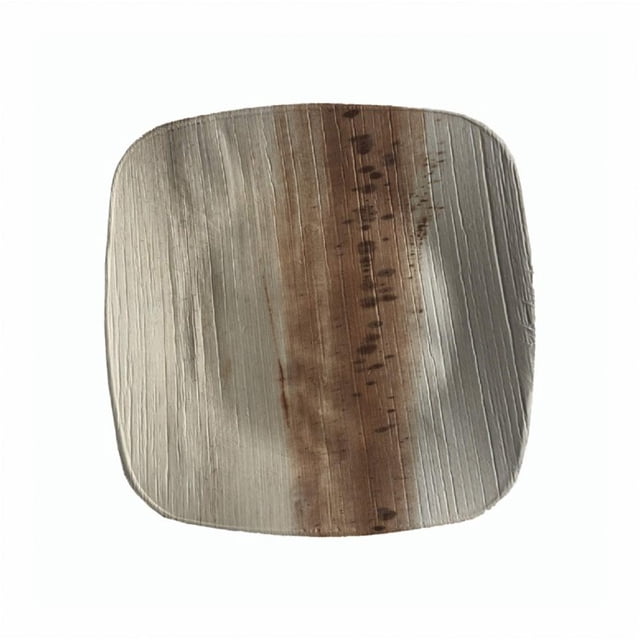 Bio Mart | Areca Palm Leaf Tableware | Natural, Eco-friendly, backyard Compostable | 6" Elegant Square Dinner Plate | Pack of 25 x 4 UNITS / CASE | 100 pcs