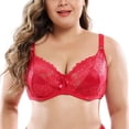 thumbnail image 3 of PENGXIANG Women‘s Underwire Bra Lace Floral Bra Unlined Unpadded Plus Size Full Coverage Bra, 3 of 6