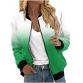 thumbnail image 1 of Swstbby Liquidation d'Économies d'Automne! Vestes d'Automne pour Femmes, Chandail à Manches Longues Ample pour Femmes avec Fermeture Éclair, Veste Décontractée en Grosse Maille Style Baseball Vert m, 1 of 5