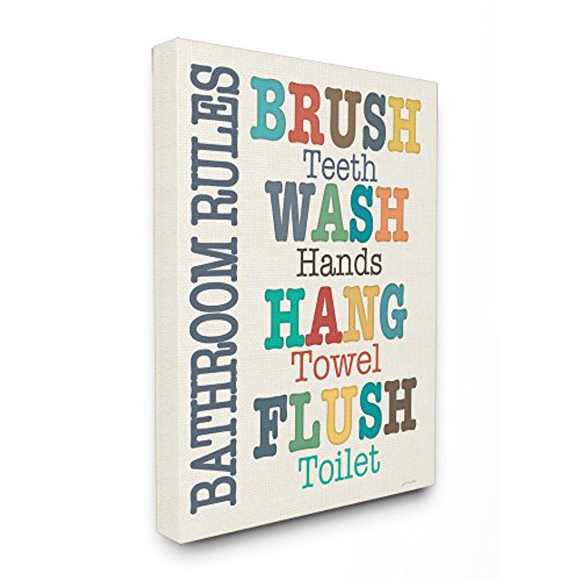 The Stupell Home Decor Collection Colorful Bathroom Rules Typog Art, 12.5" x 18.5"