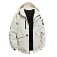 thumbnail image 1 of PEONAVET Mens Jacket Men's Solid Color Waterproof Long Sleeved Hooded Workwear With Multiple Pockets Jacket, 1 of 8