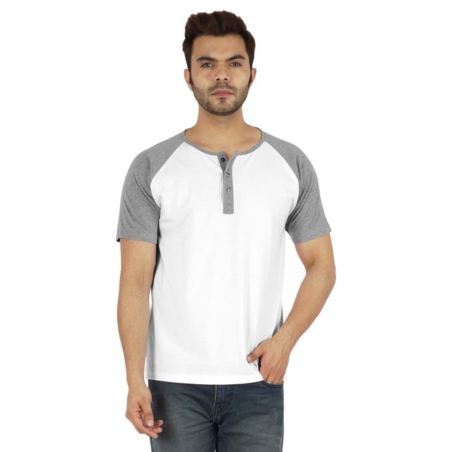 Inkmeso Short Raglan Sleeve Cotton Lightweight Solid T-Shirts Classic Henley T-Shirt For Mens