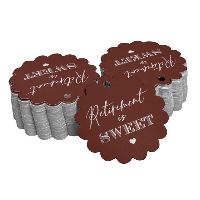 Inkdotpot Silver Foil Paper Hang Tags Retirement Is Sweet Text Favor Tags 100 Pieces