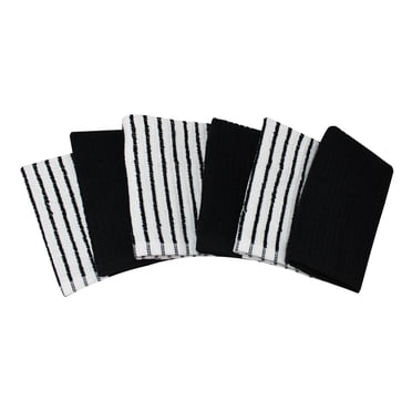 Hometrends Bar Mop Dish Cloth 6 pack, 100% Cotton, Black