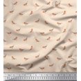 thumbnail image 3 of Soimoi White Poly Georgette Fabric American Robin Bird Print Fabric by Yard 52 Inch Wide, 3 of 5