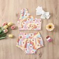 thumbnail image 2 of Fortune 2 Piece Baby Girls Swimsuits Rainbow Floral Print Bikini Set Sleeveless Bathing Suit, 2 of 8