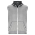 thumbnail image 4 of Men's Solid Color Sleeveless Zip-Up Hooded With Pockets Sleeveless Top(Gray,L), 4 of 6