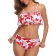 thumbnail image 2 of RKSTN Women Two Piece Swimsuits High Waisted Bikini Ruffle Tummy Control Bottoms Halter Bathing Suits, 2 of 7