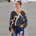 thumbnail image 2 of Pompotops Mode Dames Décontracté Manches Longues Blouse Col en V Imprimé T-Shirt Hauts, 2 of 9