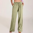 thumbnail image 2 of FNFYFH Clearance Women's Linen Pants for Summer Breathable Solid Color, 2 of 9