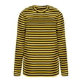 thumbnail image 4 of Aocisk T-Shirts à Blocs de Couleur à Rayures pour Femmes, Manches Longues, Col Rond, Coupe Régulière, T-Shirts Décontractés, Confortables pour l'Automne, Hauts Jaune TTG, 4 of 6