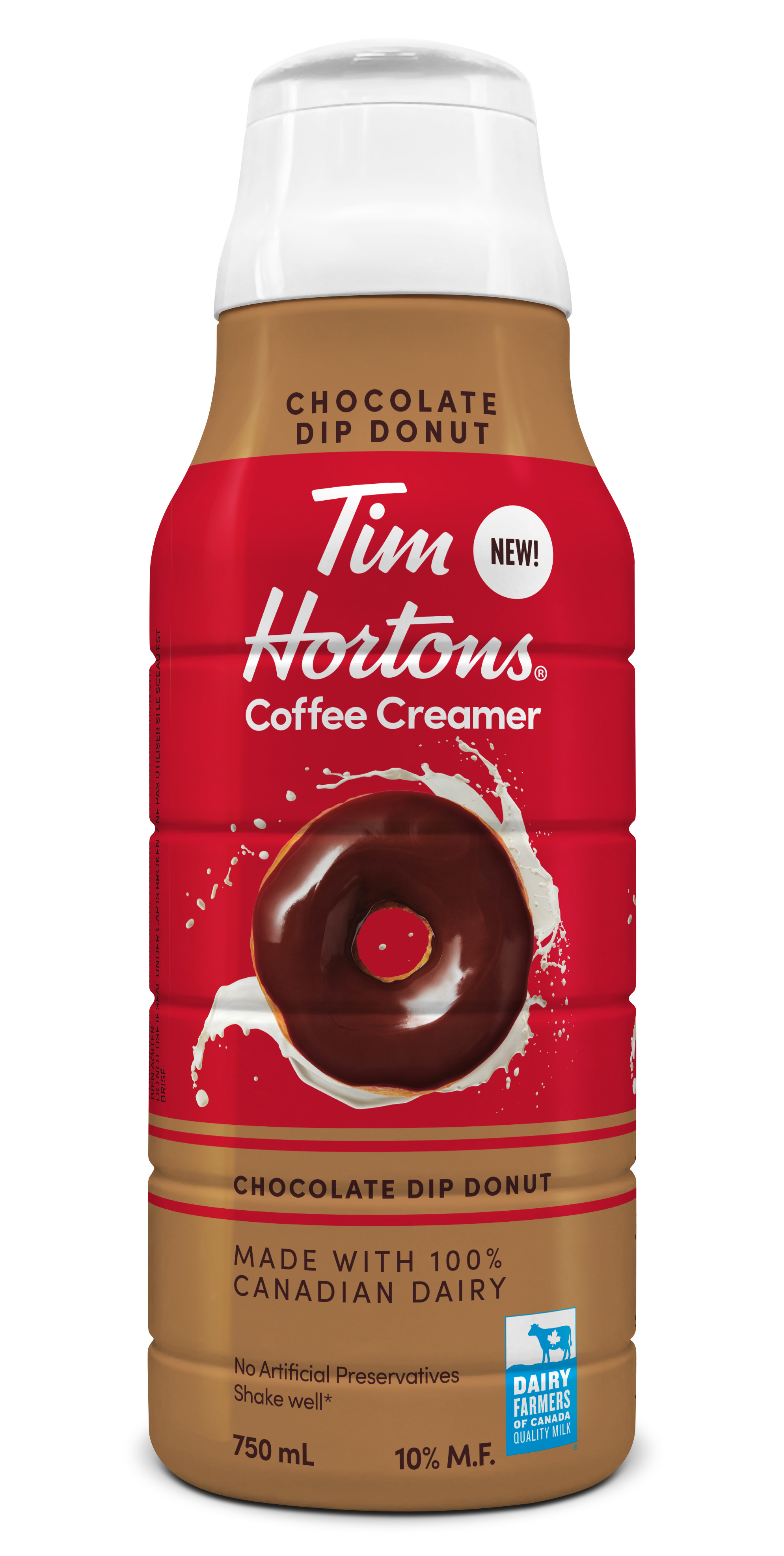 Crémier à café saveur beigne glacé au chocolat Tim Hortons, produits laitiers canadiens, 750 mL