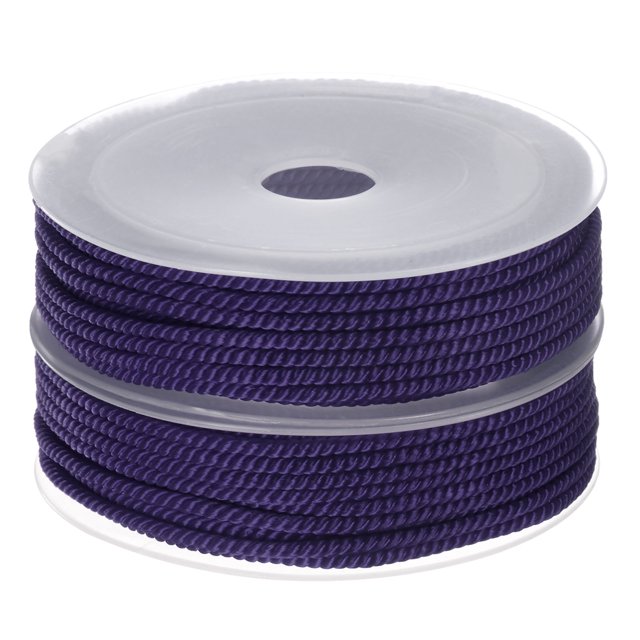 Unique Bargains 2 Packs Twisted Nylon Twine Thread Beading Cord 3mm 7M/23 Feet Extra Strong Braided Nylon String, Dark Purple