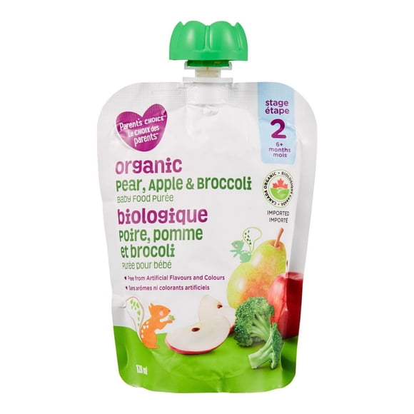 Parent's Choice Purée Biologique pour Bébés Poire, Pomme & Brocoli