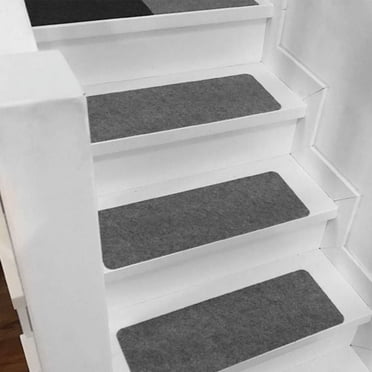 Tapis de Marches d'Escalier avec Endos en Caoutchouc Antidérapant, Marche Confortable Anti-Rayures, Lavable à la Machine, Convient pour l'Intérieur et l'Extérieur, 45x20 cm Gris Pâle, Protection des Pieds, Réutilisable