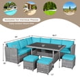 thumbnail image 2 of Gymax Ensemble de Conversation pour Terrasse en Rotin 7 Pcs, Ensemble de Canapé Sectionnel avec Coussins Turquoise, 2 of 10