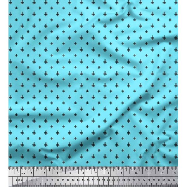Soimoi Crepe Silk Fabric Hash Sign Geometric Print Fabric by The Yard 42 Inch Wide