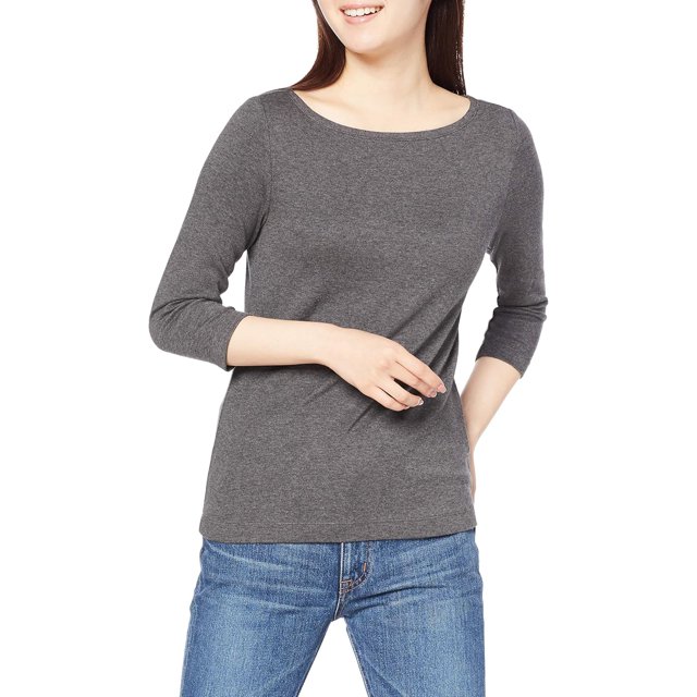 walmart Essentials T-Shirt à Encolure Bateau à Manches 3/4 pour Femmes