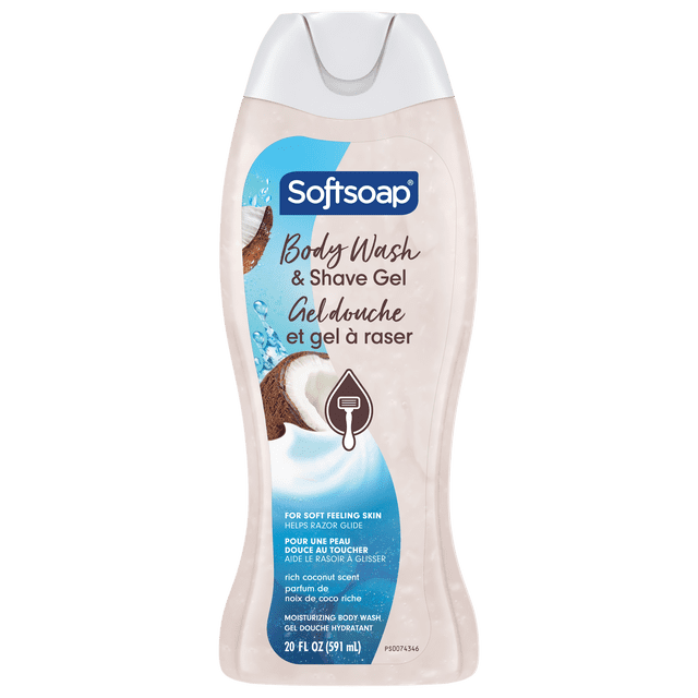 Softsoap Moisturizing Body Wash and Shave Gel, Rich Coconut Scent, 591 mL Bottle