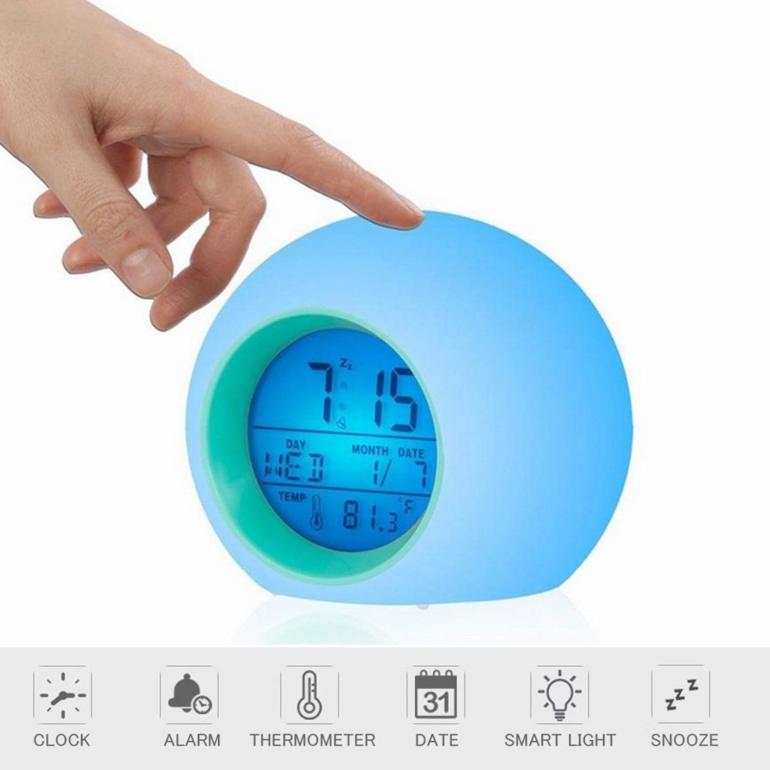 Kids Alarm Clock, LED Digital Electronic Clock for Bedroom, Children's Sleep Trainer with Wake Up Function, Snooze, Night Light, for Bedroom, Living Room and Gifts for Kids