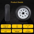 thumbnail image 2 of 5.3-12 Trailer Tires on 12" Rims - 6 Ply Load Range C, White Spoke, Set of 2 Wheels, 2 of 5