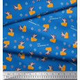 thumbnail image 3 of Soimoi Blue Poly Georgette Fabric Cheese Slice & Rats Kids Print Fabric by the Yard 52 Inch Wide, 3 of 3