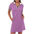 thumbnail image 1 of Dvprdro Robe d'Été pour Femme Mode Classique Unie à Manches Courtes Robe Mini Décontractée Ample avec Poches Robe Chemise de Tennis Golf, 1 of 5