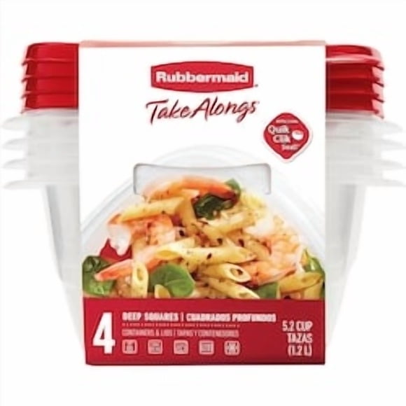 TakeAlongs Square Food Storage Containers, Ruby Red, 4 Pack